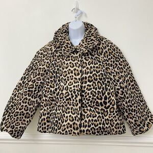NWT Kate Spade Run Wild Leopard Puffer Ruffle Collar Jacket Women's Size 16